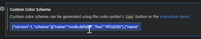 The Custom Color Scheme field in the settings
