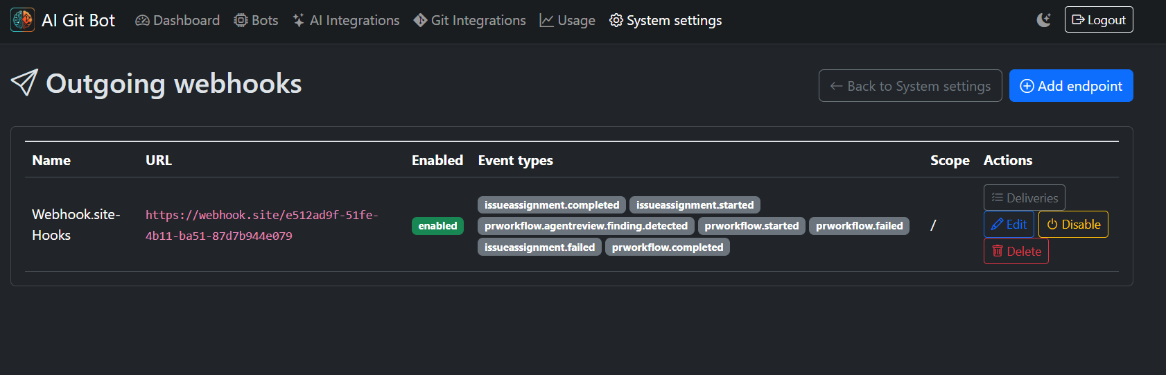 Outgoing webhooks overview