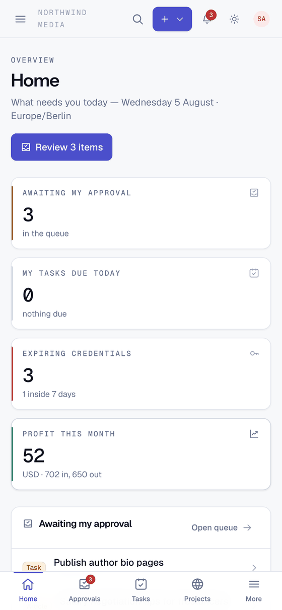 Mobile dashboard