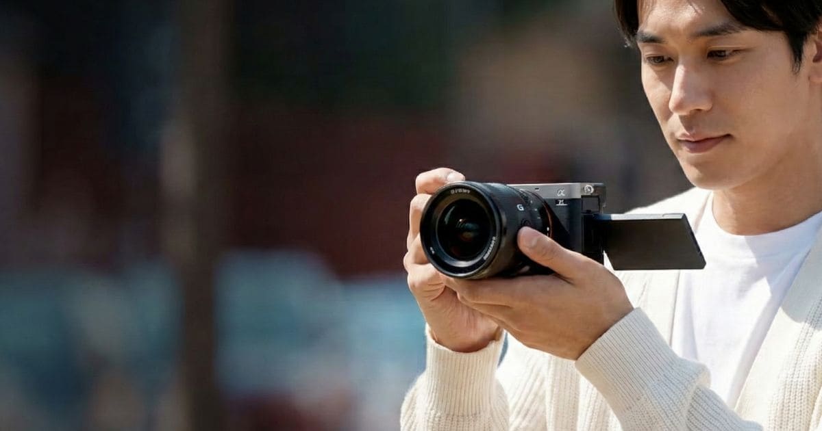 SONY α7C II を街中でスナップ撮影している様子