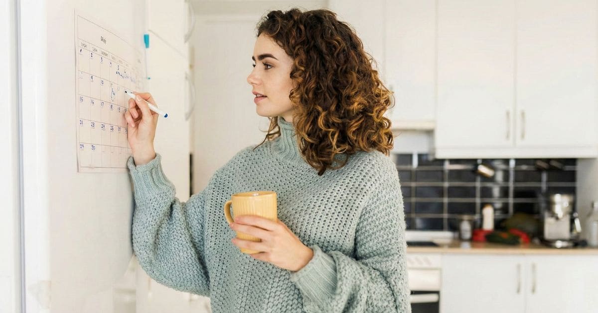 1月のカレンダーとリラックスした状態で計画を立てる様子のイメージ画像