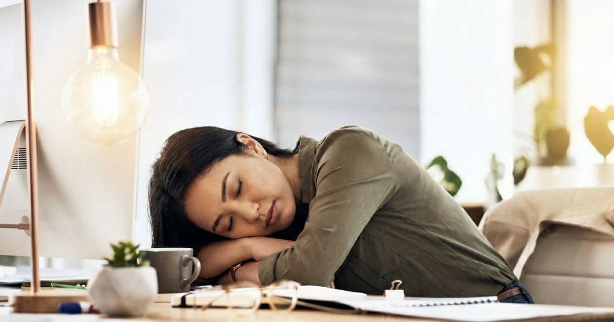 疲れて寝てしまった女性