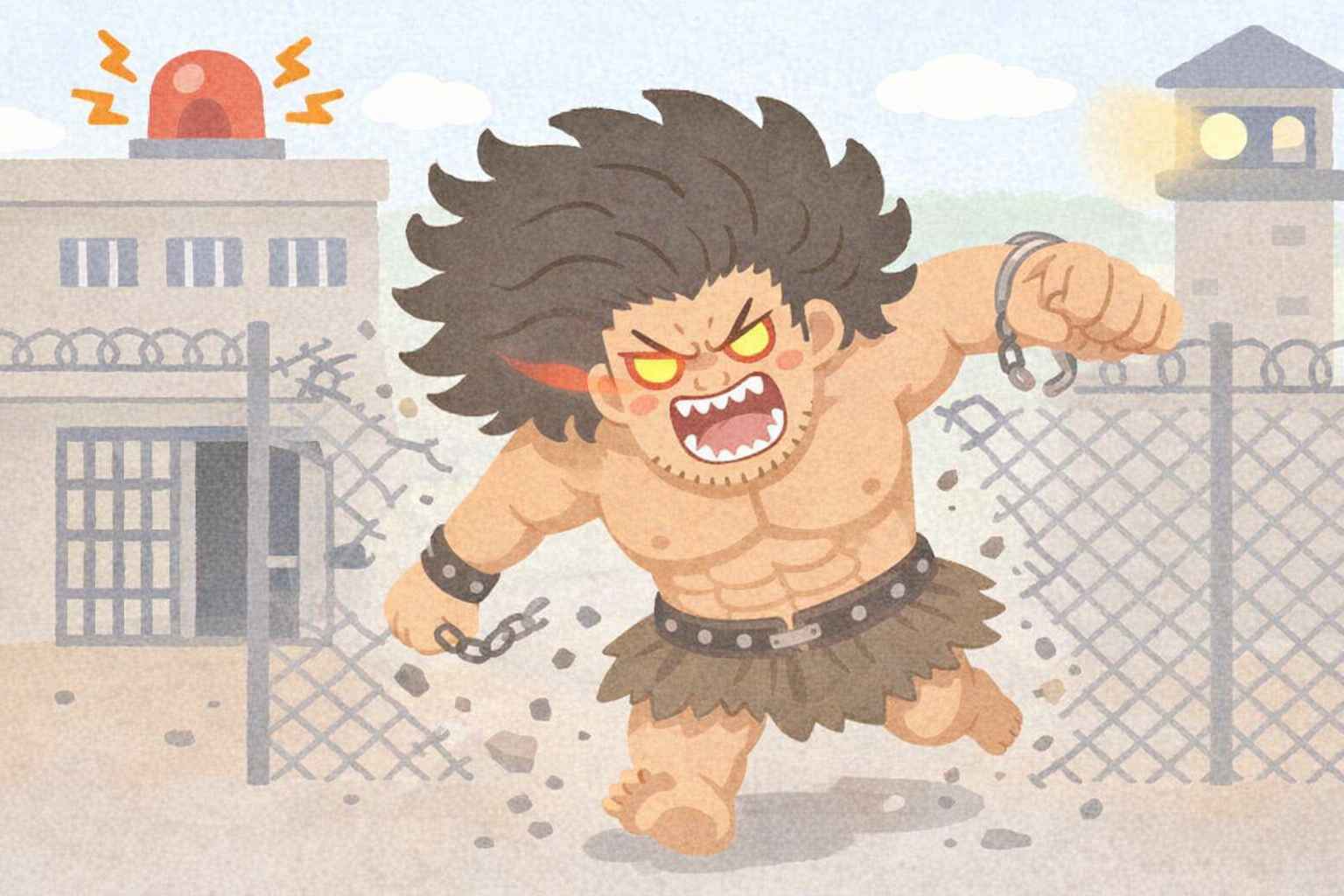 脱獄するムキムキの男