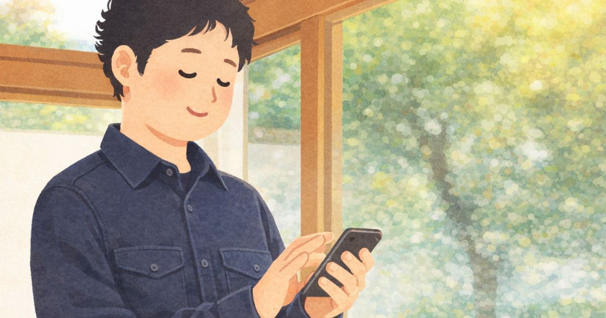 snsを確認する男性