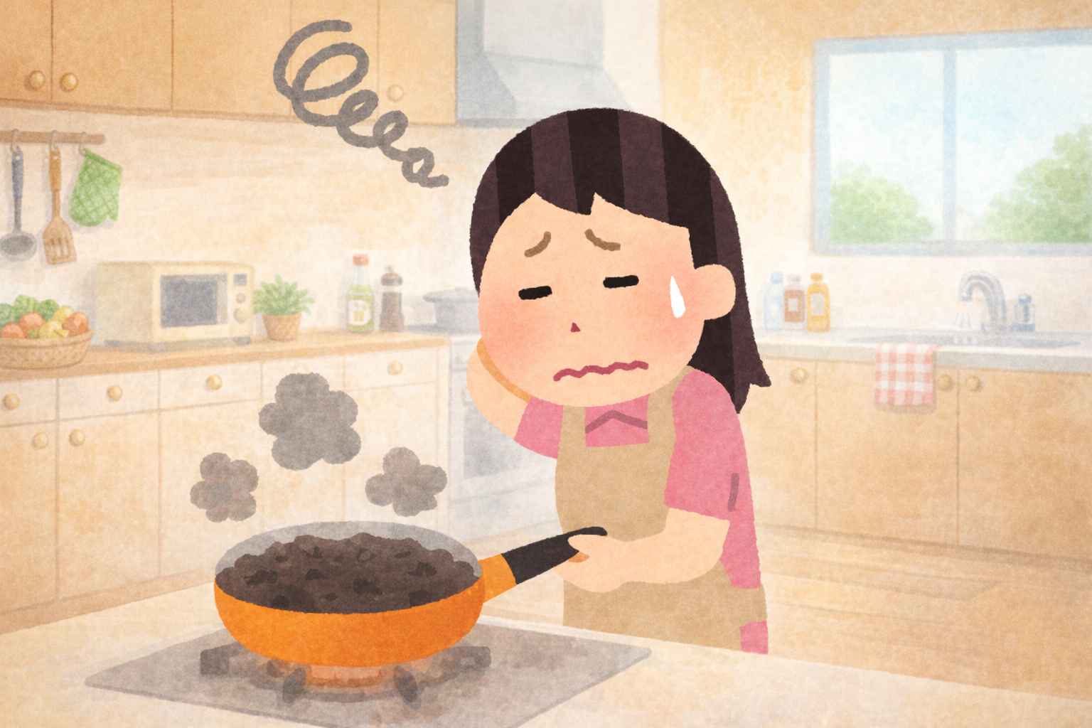 料理に失敗した女性