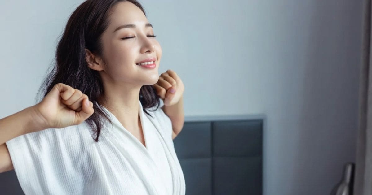 気持ちよく起きた女性