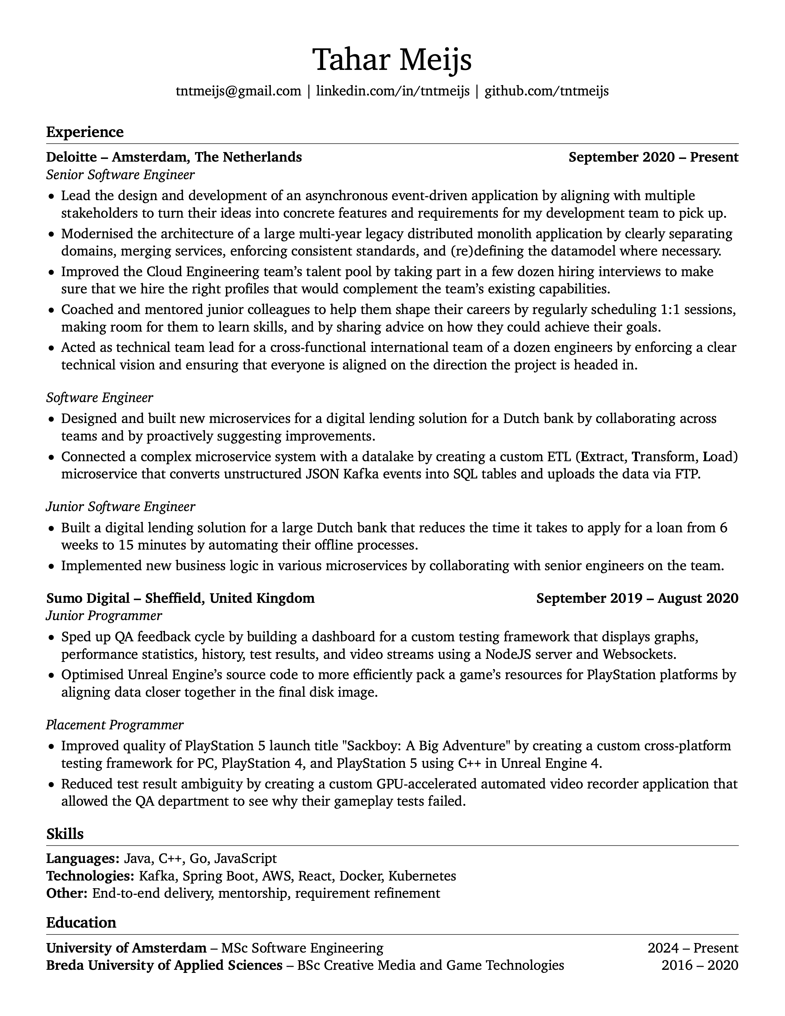 tahar meijs' resume