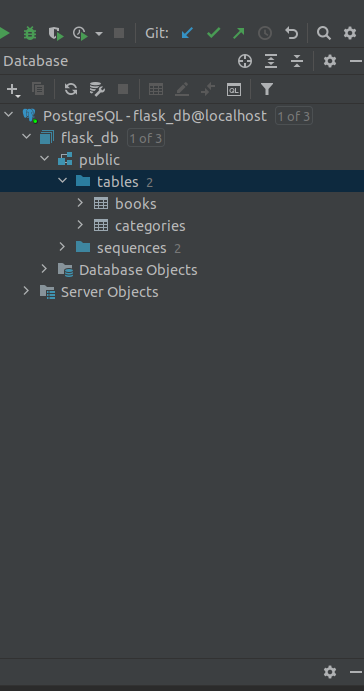 Sample data in the database structure