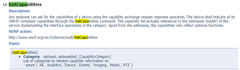 Device GetCapabilities