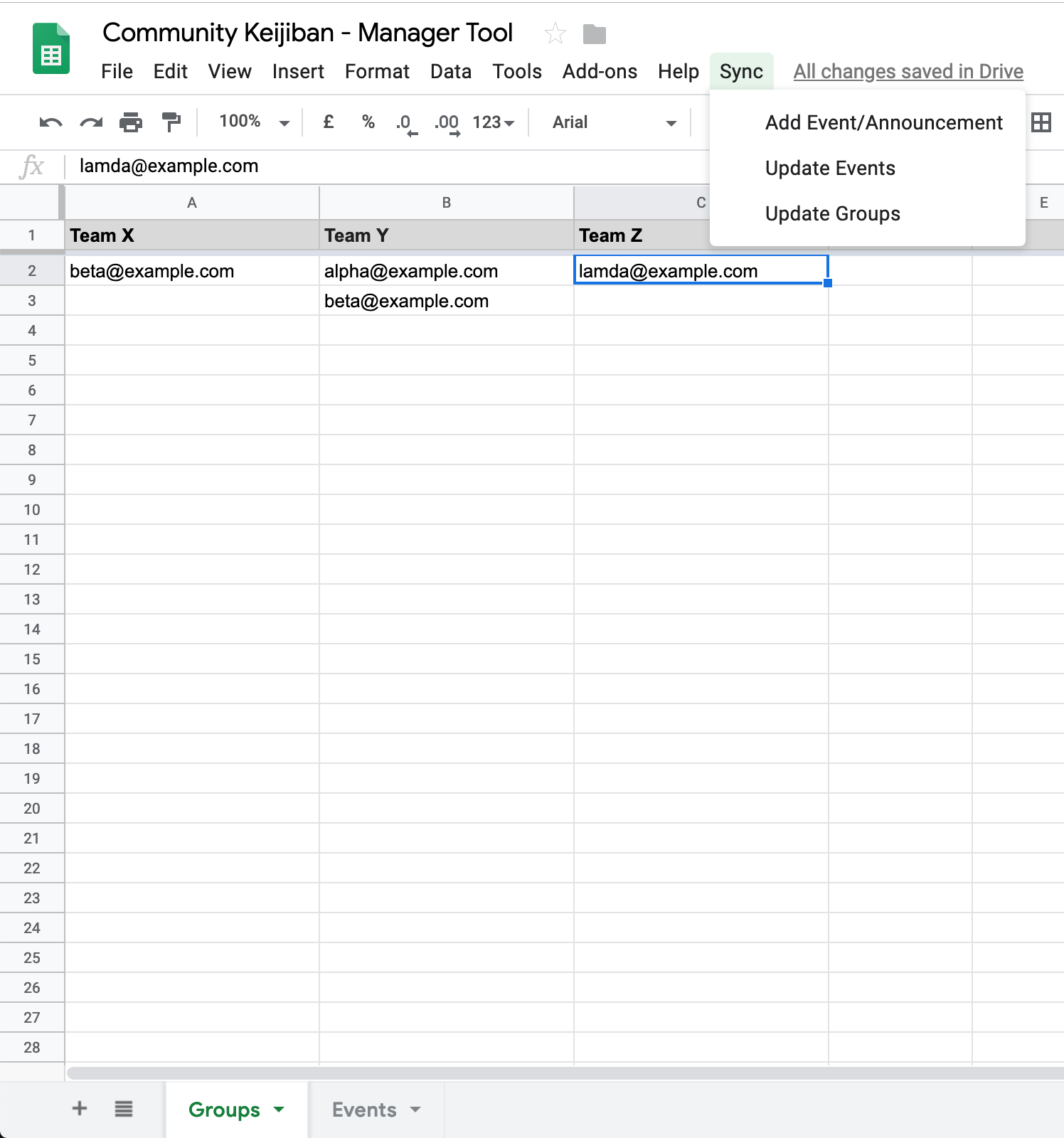 Google Sheets Groups