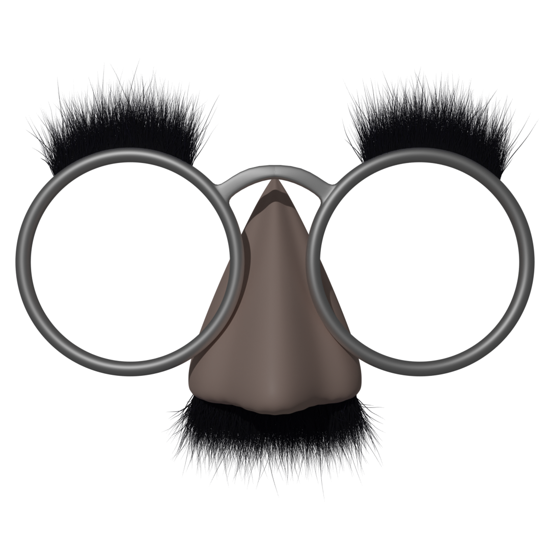A disembodied nose wearing a pair of glasses like Groucho Marx