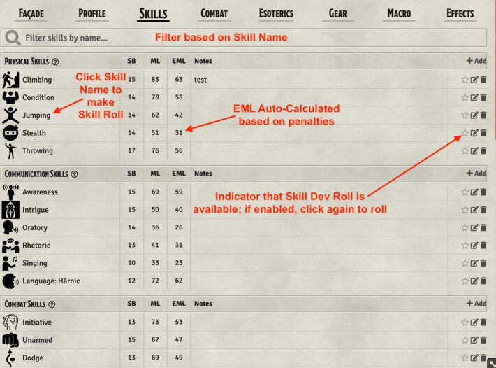 Skills Tab