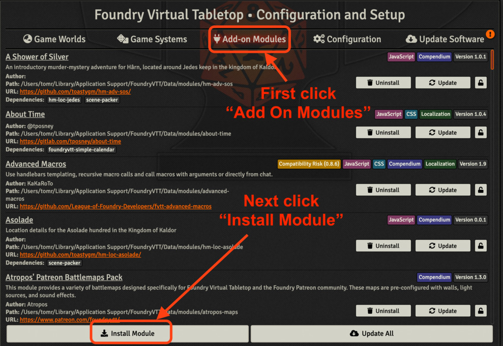 FVTT Add-on Modules