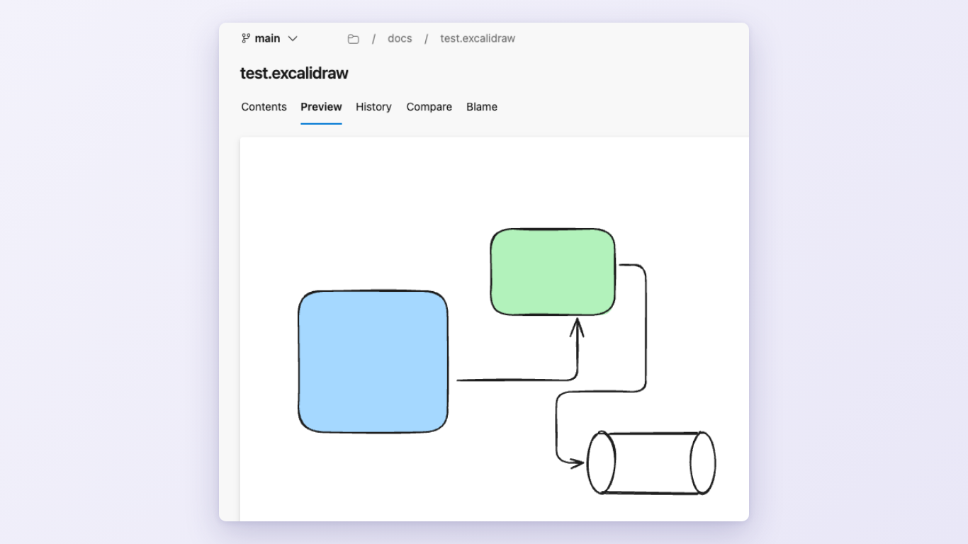 An .excalidraw file rendered in the Preview tab of Azure Repos