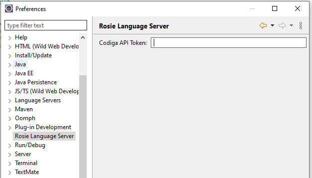 Rosie Language Server preferences