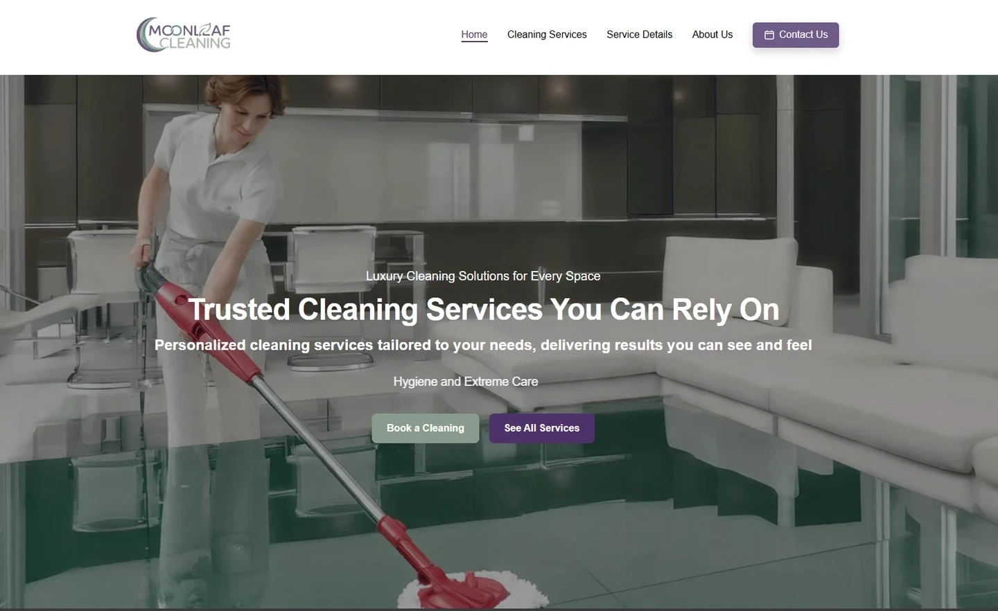 Sitio web de Moonleaf Cleaning
