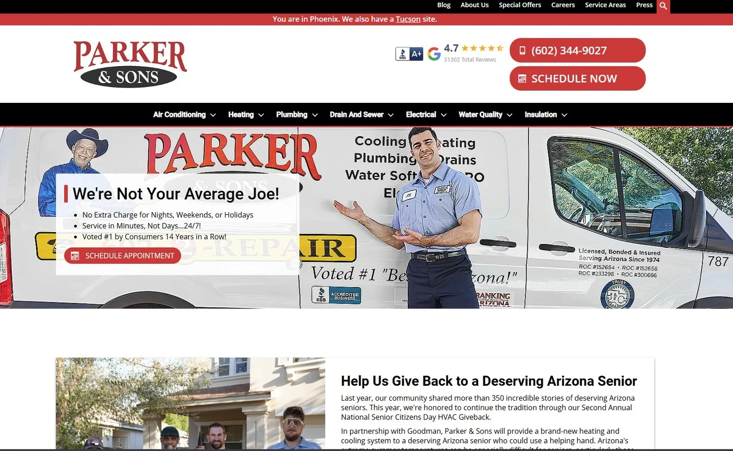 Sitio web de Parker & Sons