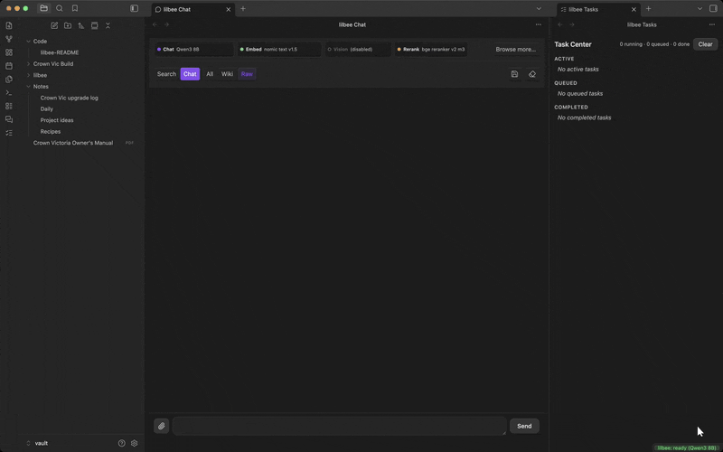 pick a free-tier Gemini model for chat from the Hosted tab while embedding stays local, then get an answer from Gemini that still cites your manual
