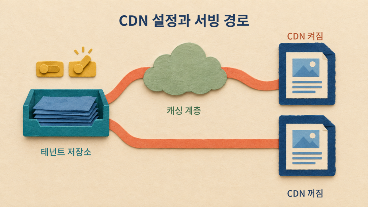 CDN 이 켜진 경우와 꺼진 경우의 서빙 경로 분기
