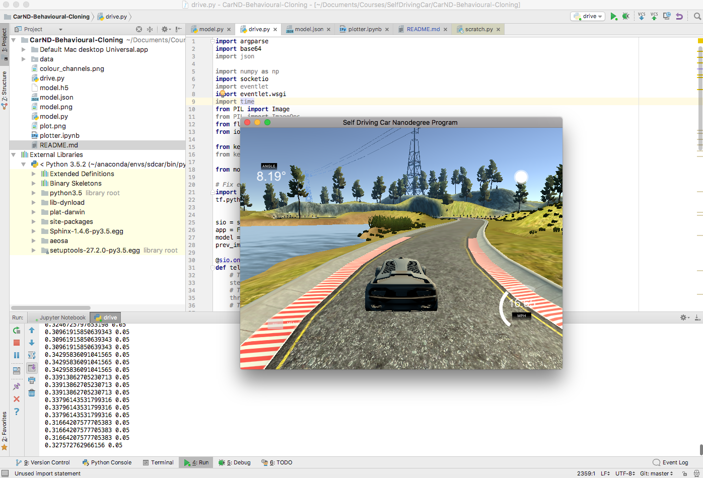 Screenshot of car simulation