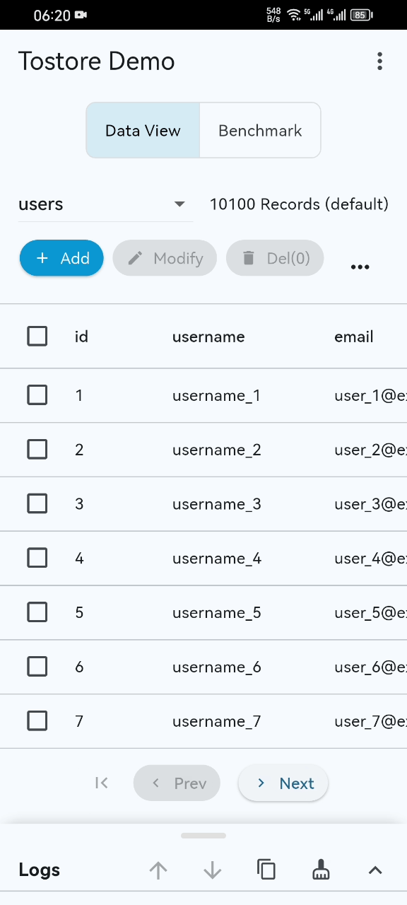ToStore Performance Demo
