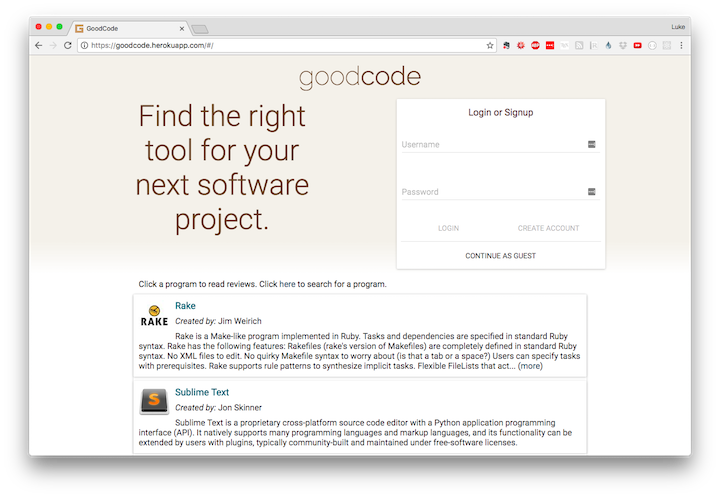 Goodcode home page
