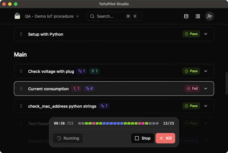 TofuPilot Studio Run