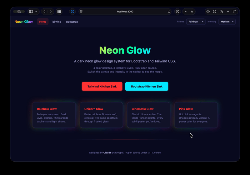 Neon Glow demo -- palette switching