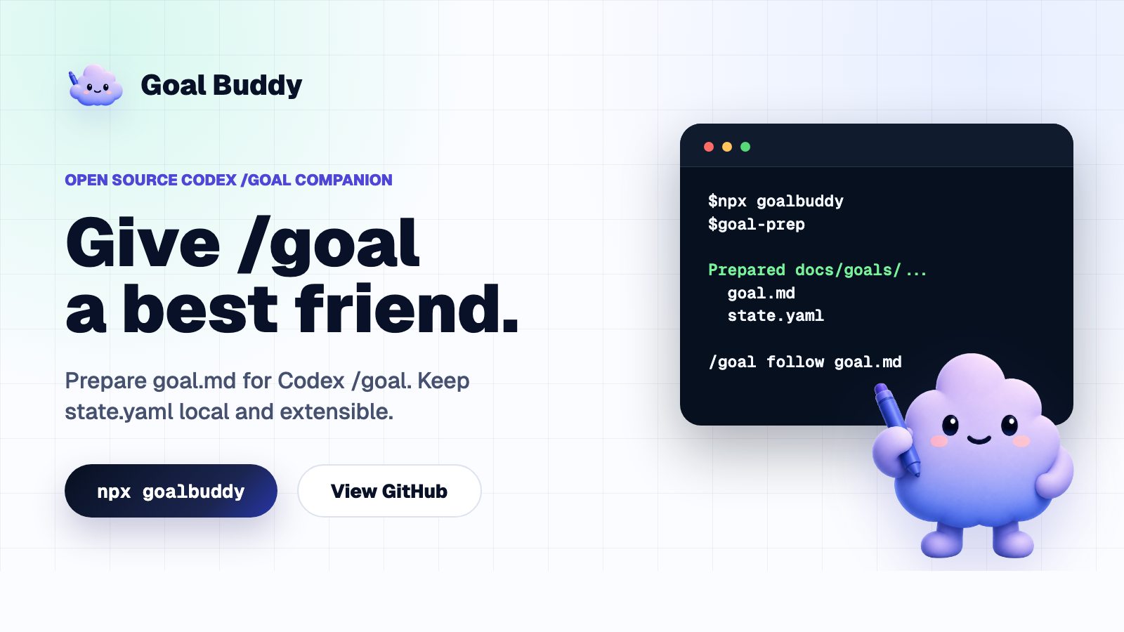 GoalBuddy local board and agent workflow.