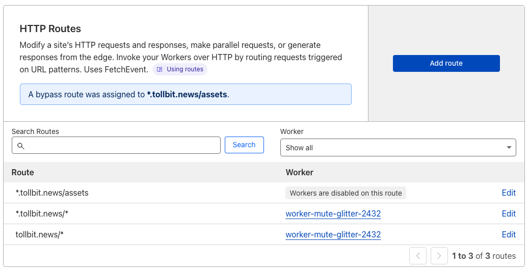 Cloudflare Worker Route Disable