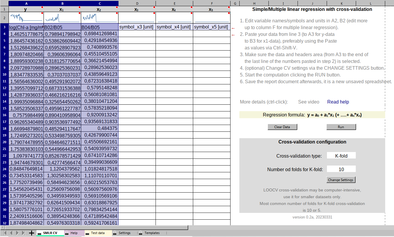 Cross-validation v Calcu ukázka