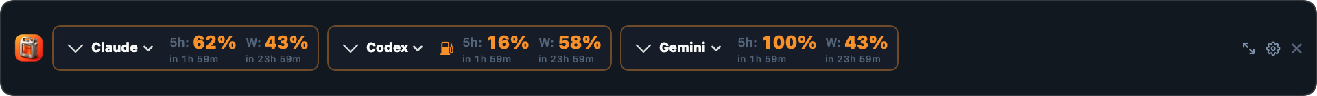 Classic compact widget bar
