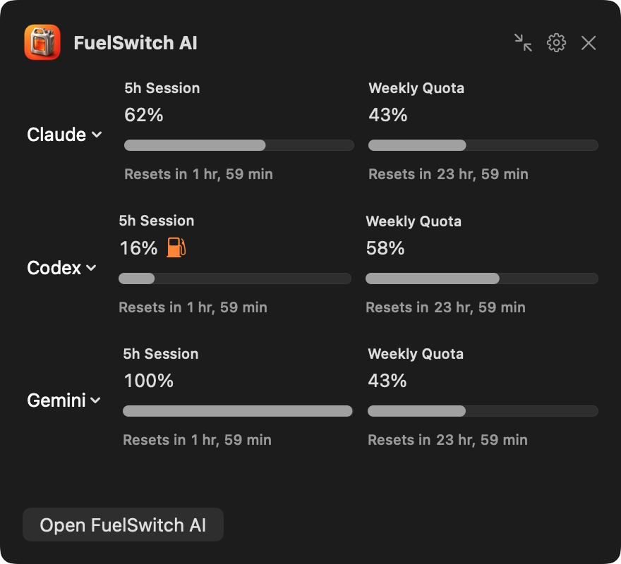 Native expanded widget, dark
