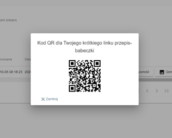 Generated QR code for link