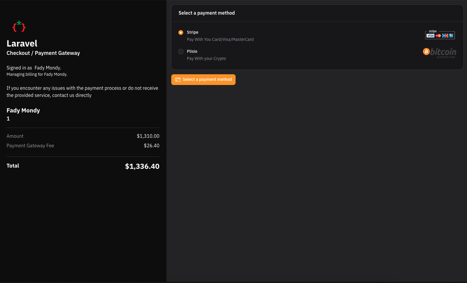 Payment Page