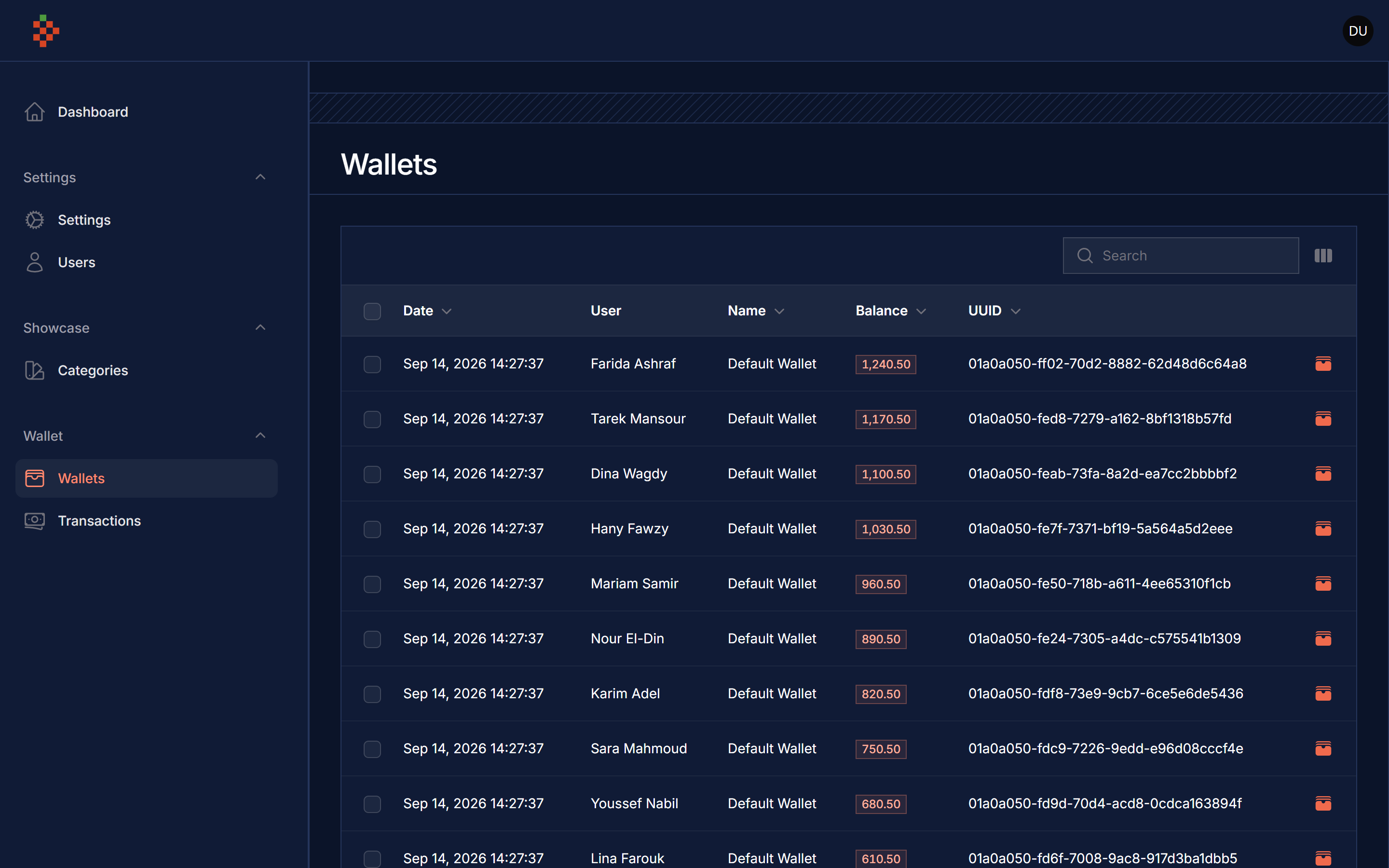 Wallets List Dark