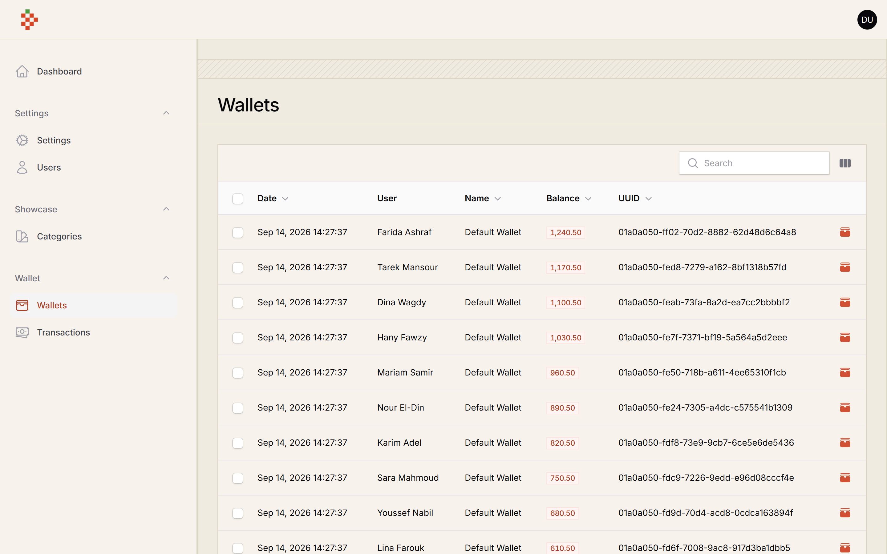 Wallets List
