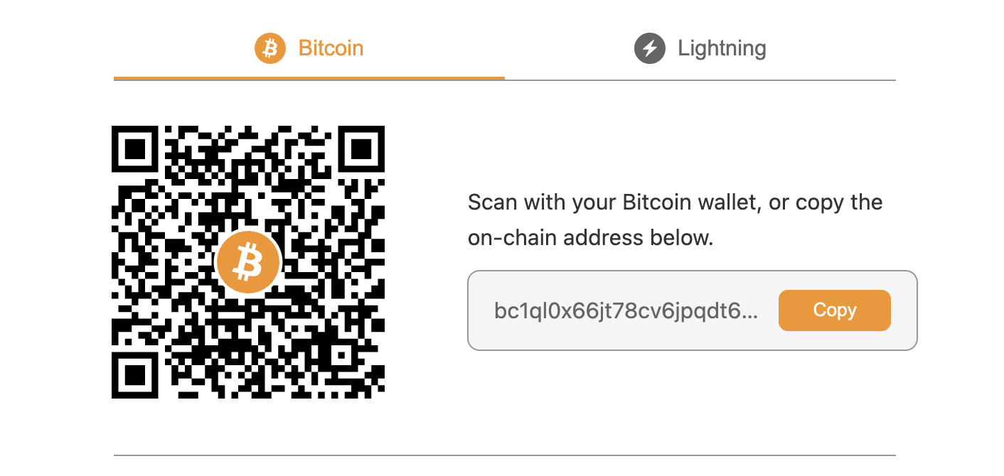 Bitcoin Serverless Donations widget
