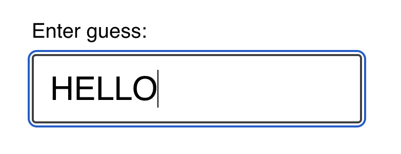 Screenshot showing the guess input UI