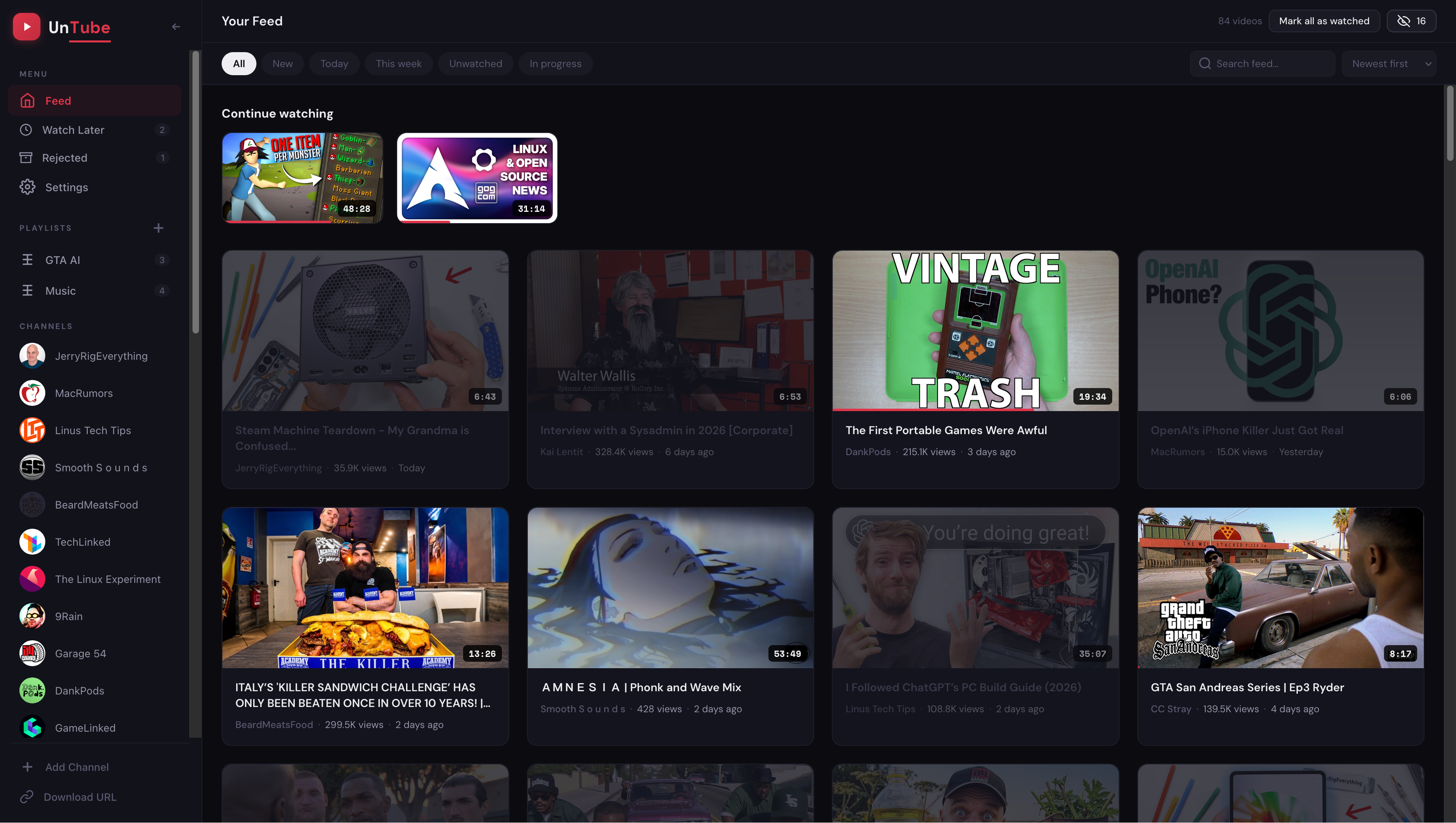 UnTube feed