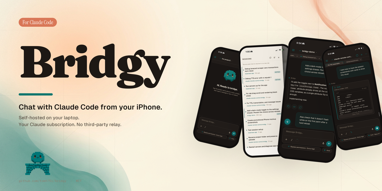 Bridgy — chat with Claude Code from your iPhone