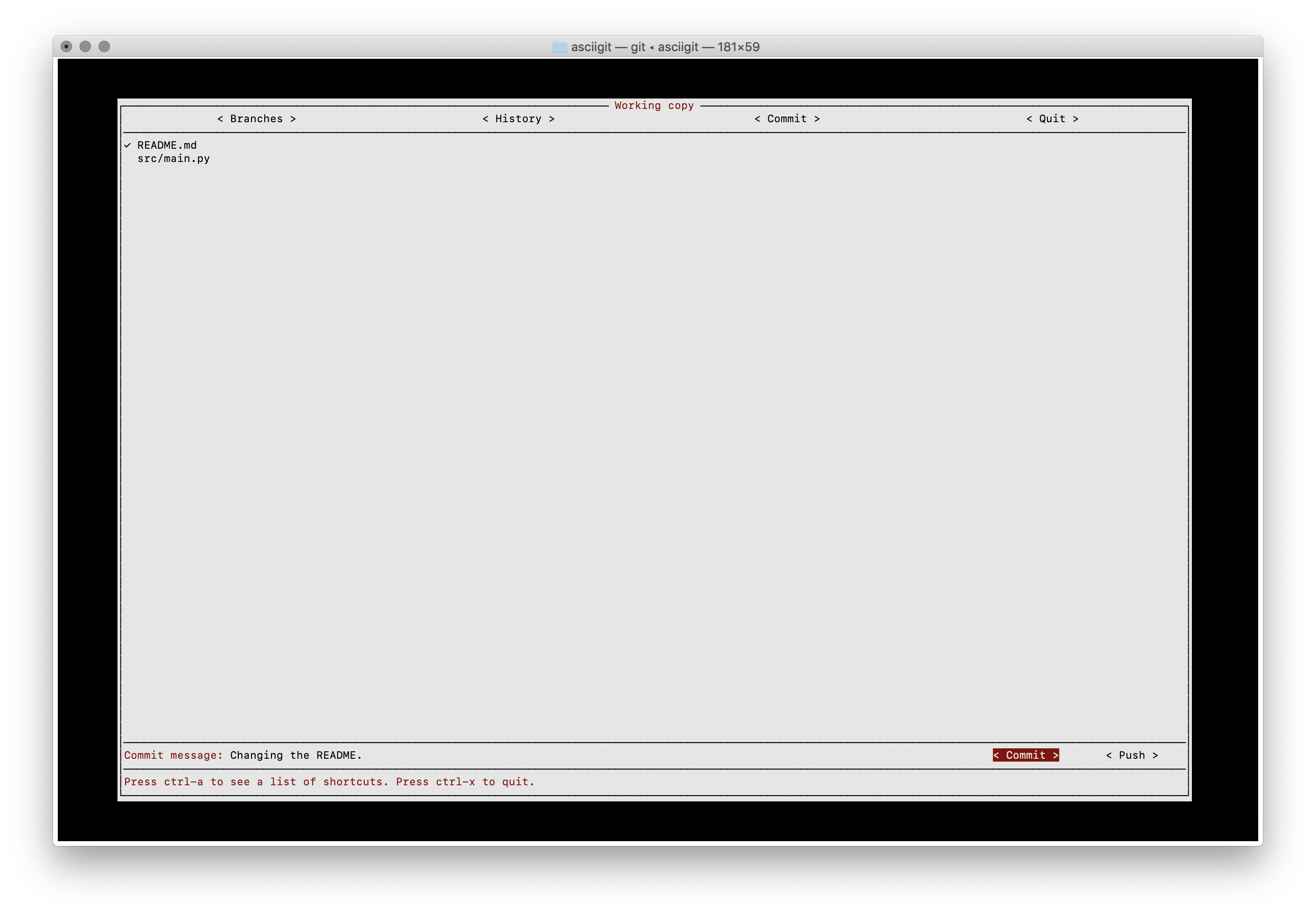 terminal git client working copy screenshot