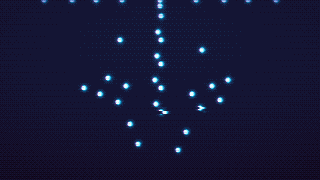 A six-second pixel-art animation on a loop: roots grow down from the top of the frame, scatter into dust, and a stone well rises through the dispersal. Two Futhark runes resolve above it.