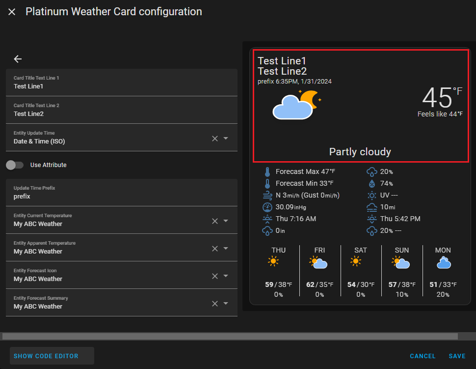 Platinum Weather card