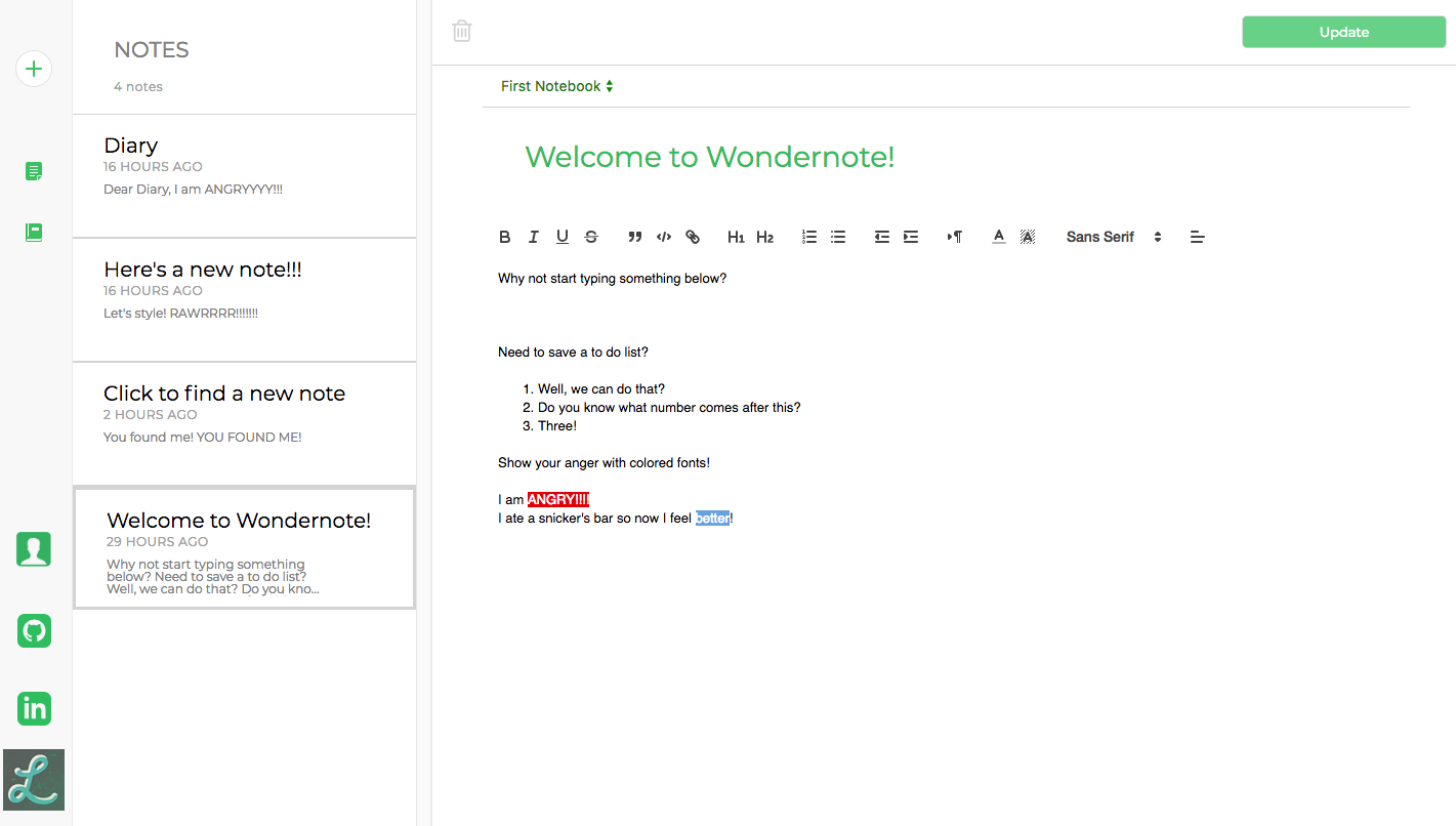 Screenshot of Wondernote