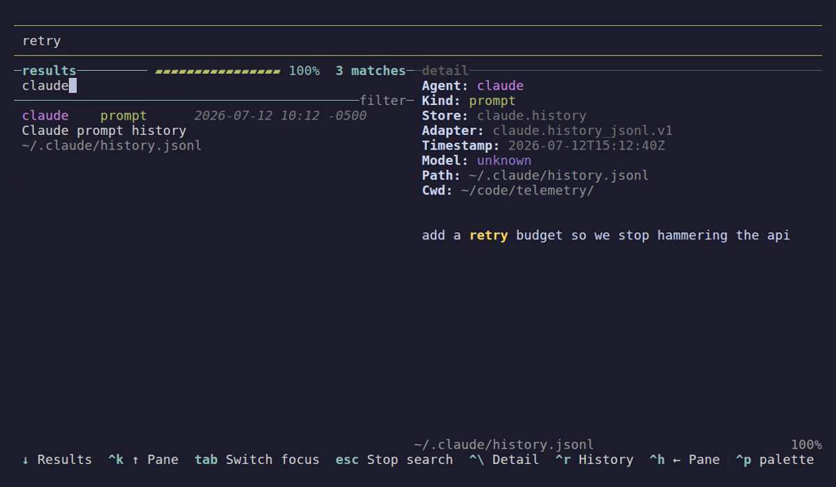 agentgrep Textual explorer filtering local agent prompts