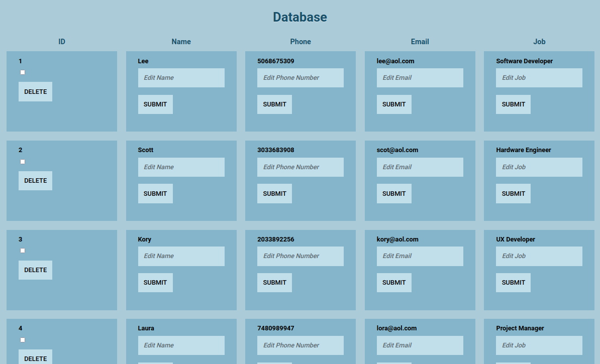 Database Page