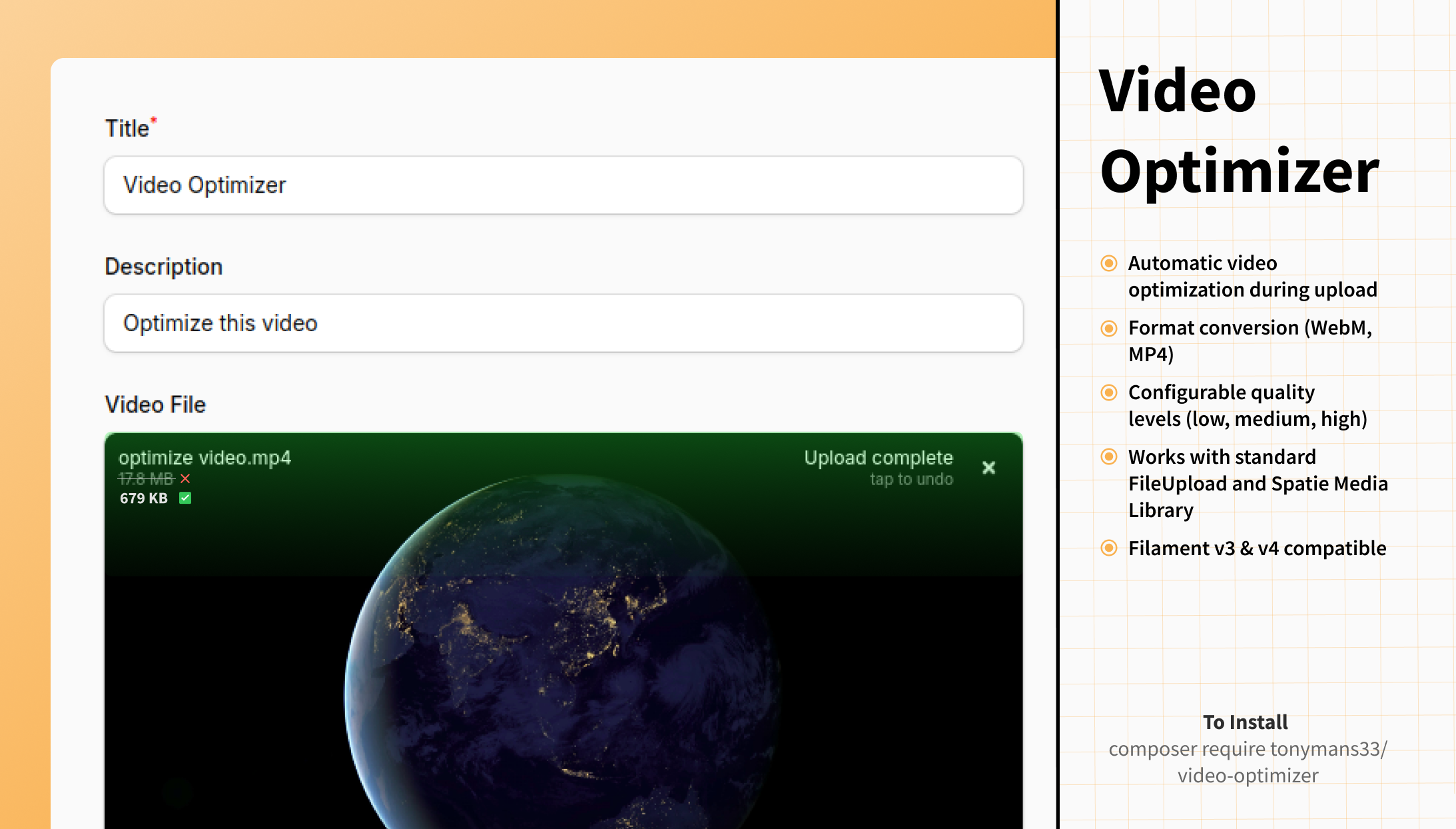Video Optimizer for Filament