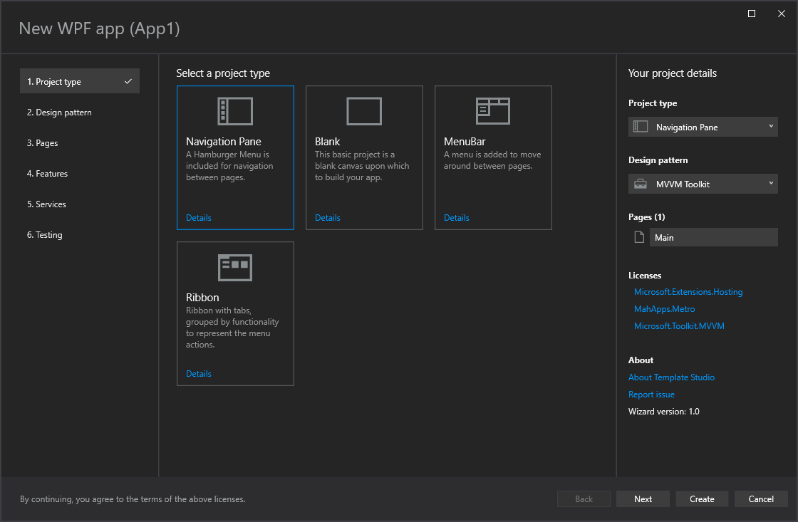 Template Studio for WPF screenshot