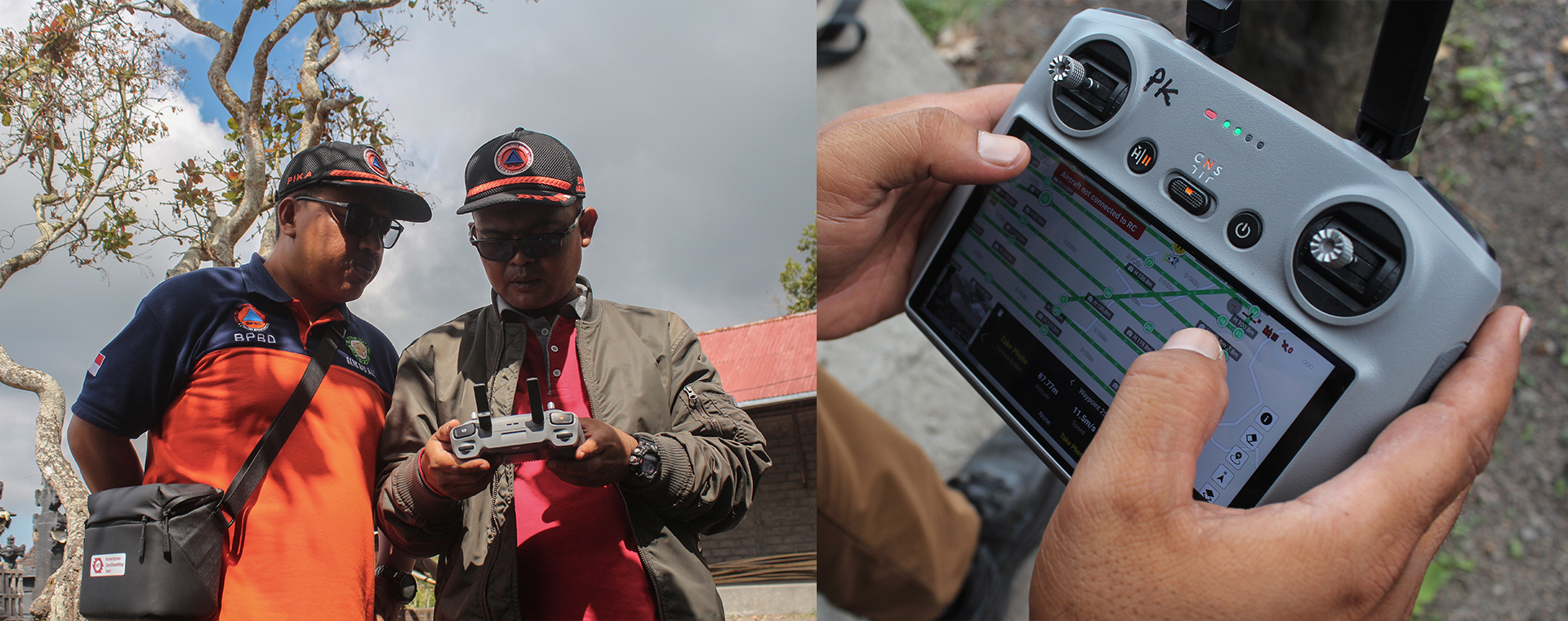 By using DroneTM, the drones were able to fly by themselves following a pre-defined route to capture images of the landscape and villages below. | Photo: Tony Liong / Open Mapping Hub - Asia-Pacific